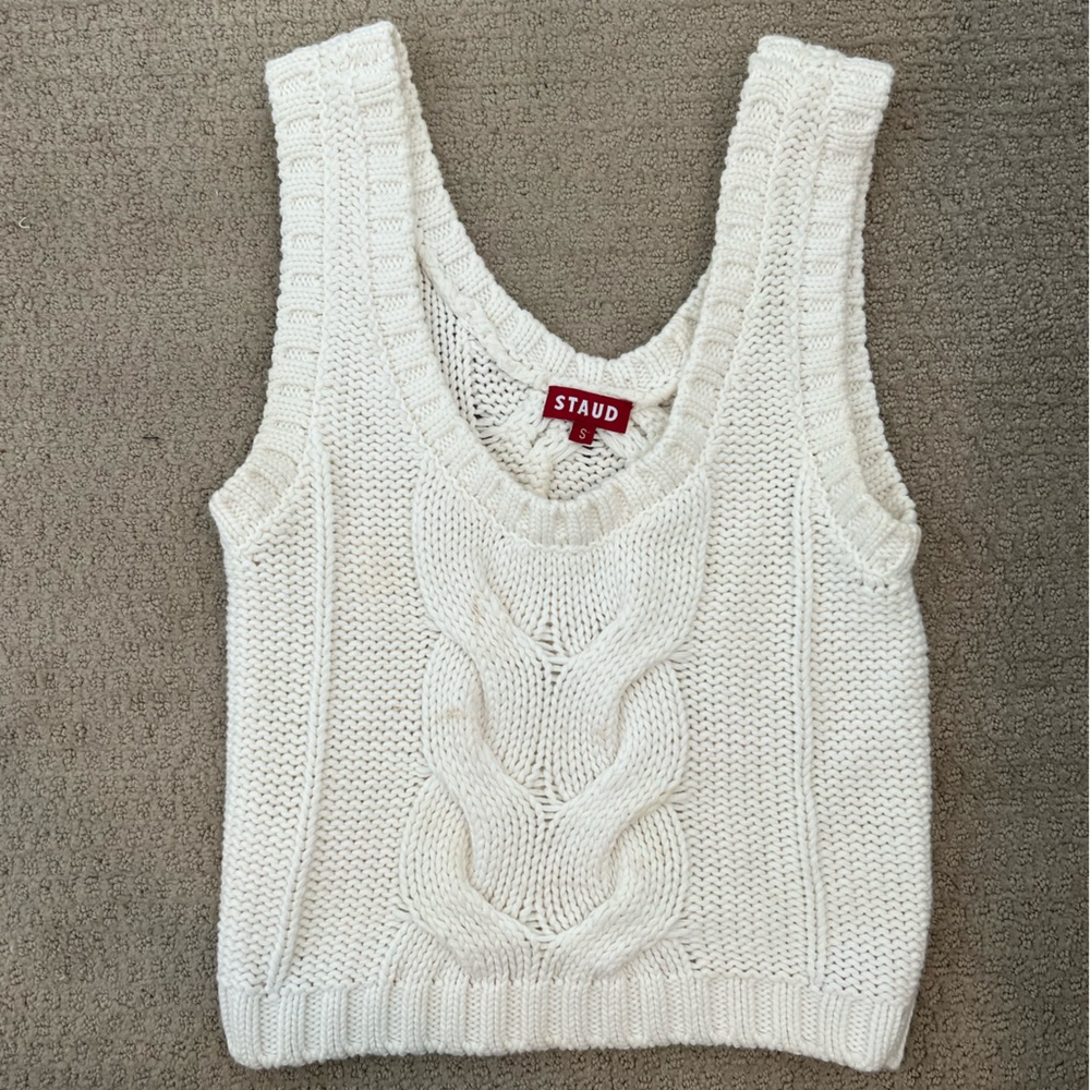 Staud Cable Knit Scoop Neck Sweater